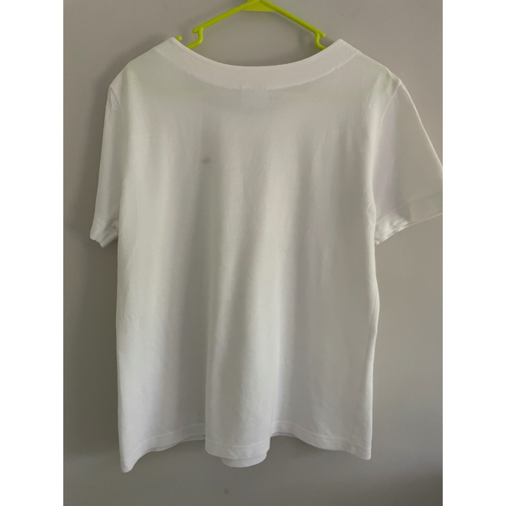 Lacoste Womens White Pique Knit Scoop Neck Short Sleeve T-Shirt Logo US XL EU 50 - Picture 6 of 8